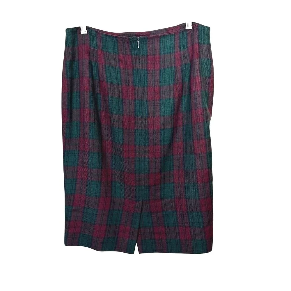 Vintage‎ Tartan Wool Plaid Skirt Womens Size 14 Gothic Schoolgirl Office Siren